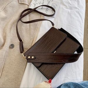 Tom & Deen Lucie Shoulder Bag in Vegan Leather with  Crocodile Skin Pattern